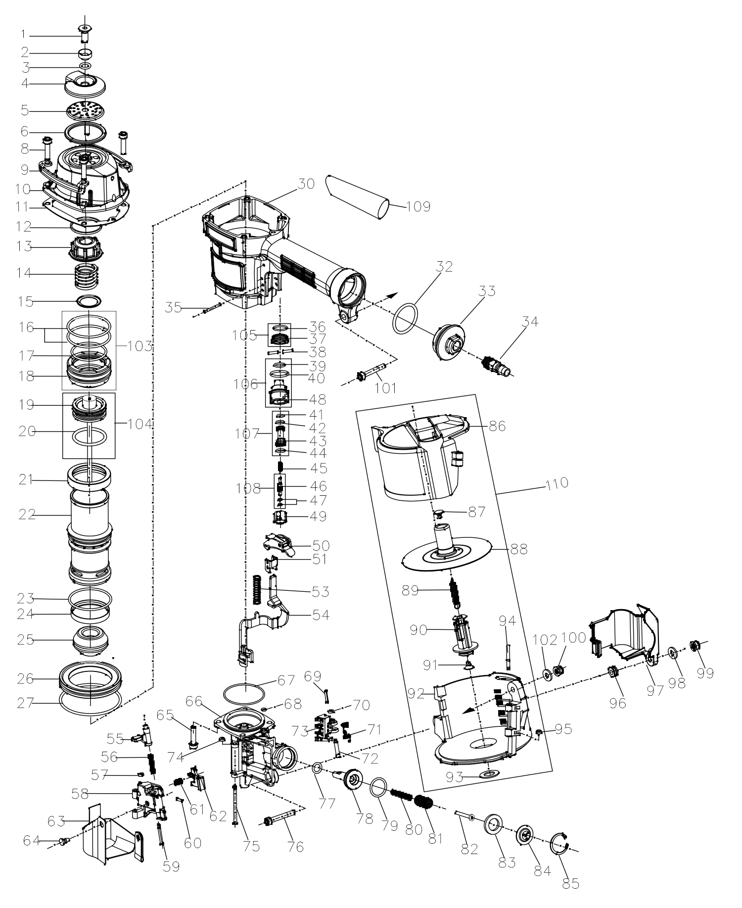 Запчасти для CN55 — взрыв-схема