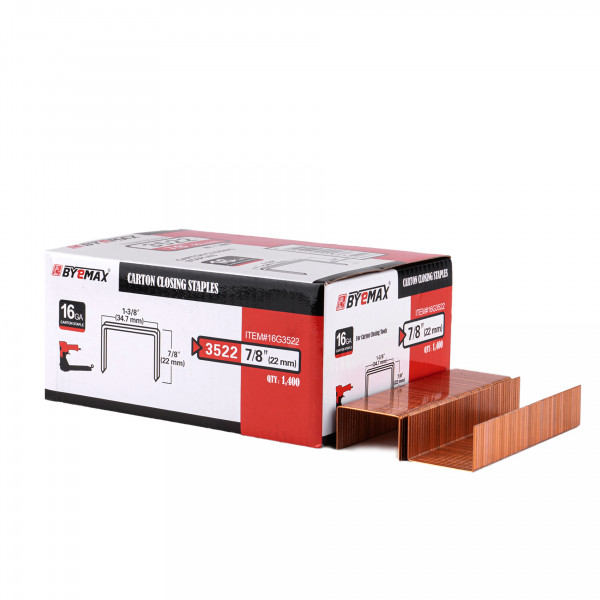 Скоба упаковочная для картона 3522 (B-22) 16Ga, омедненная, упак. 1400 шт.